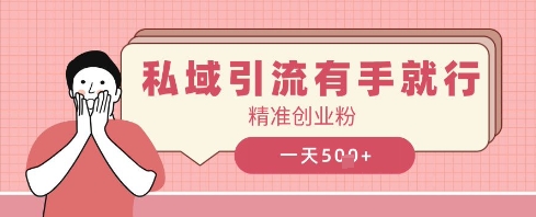 私域引流有手就行，日引500+精准创业粉